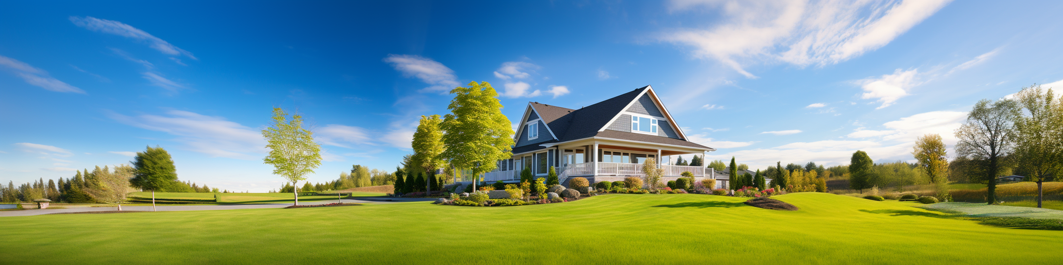 house with a big green lawn
